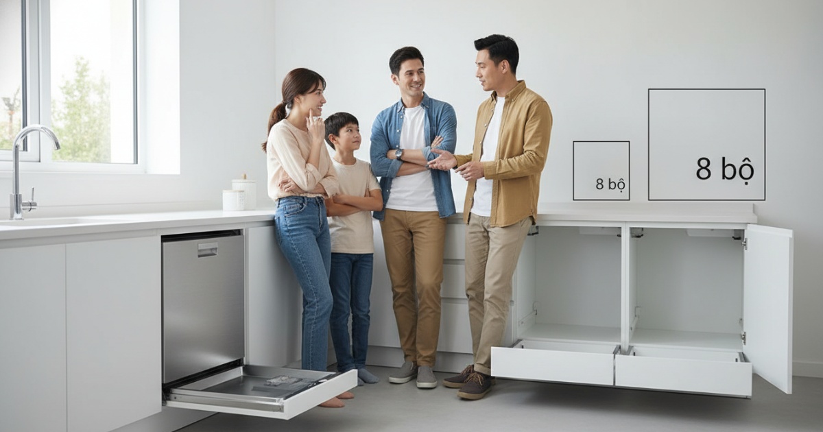 kích thước máy rửa bát electrolux 8 bộ