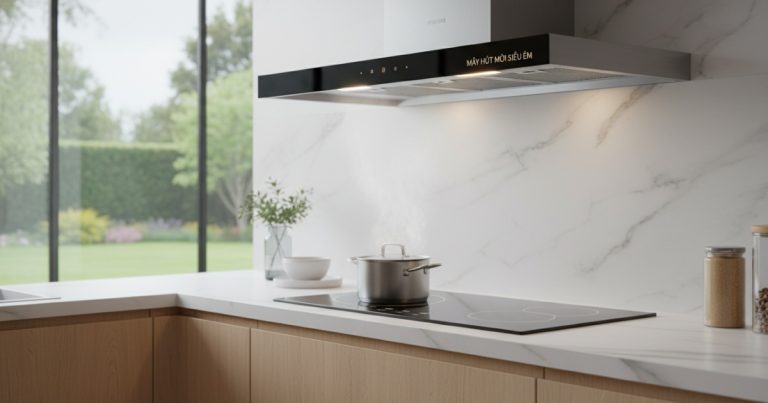 Máy hút mùi siêu êm - máy hút mùi vuông