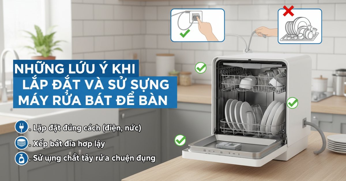 Những lưu ý khi lắp đặt và sử dụng máy rửa bát để bàn