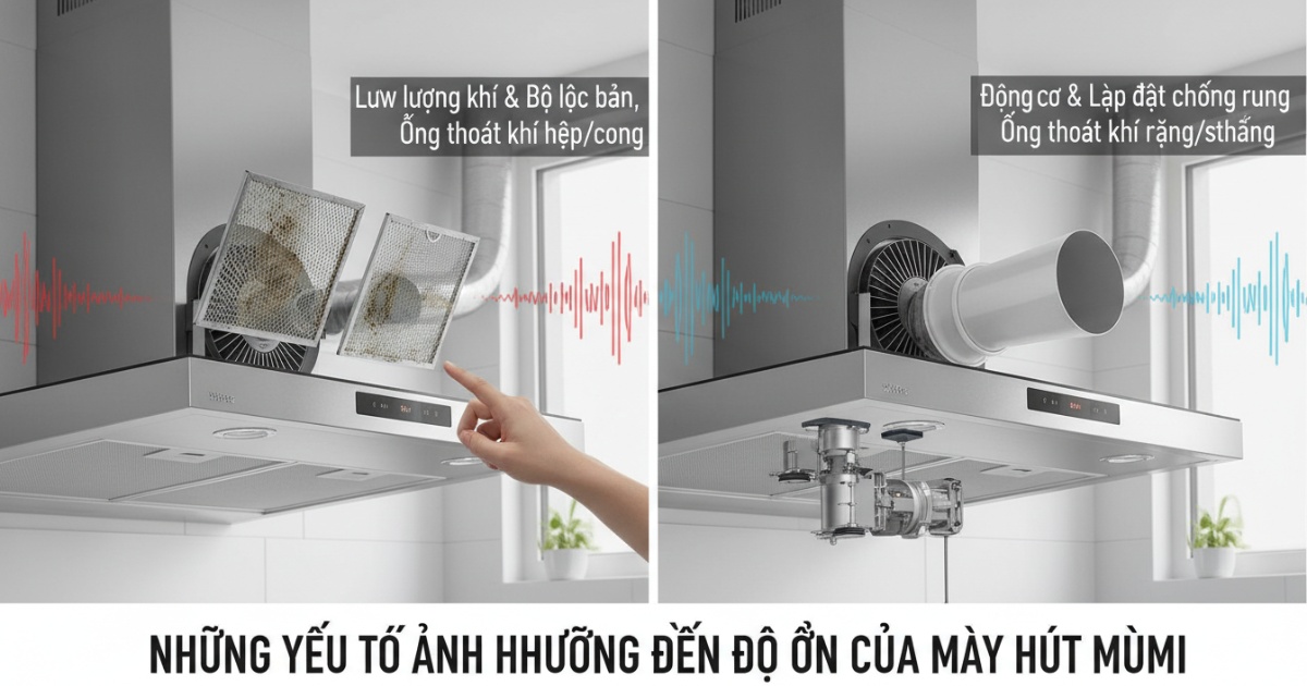Những yếu tố ảnh hưởng đến độ ồn của máy hút mùi