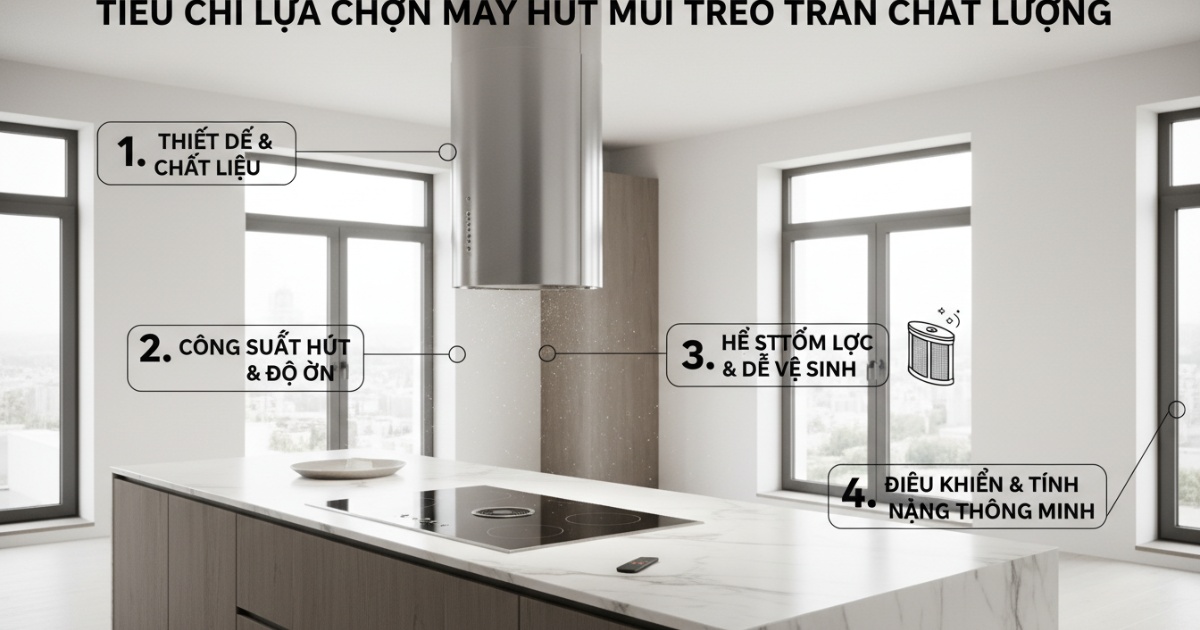 Tiêu chí lựa chọn máy hút mùi treo trần chất lượng - Máy hút mùi tròn