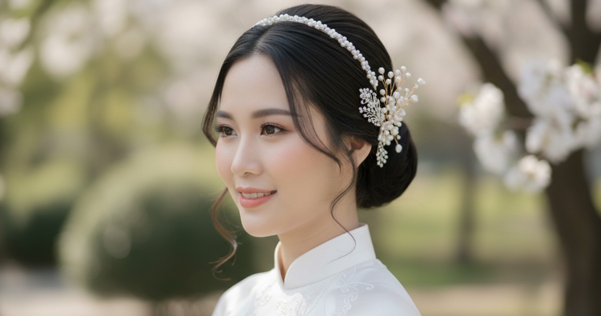 Vietnamese wedding hairstyle - Beautiful accessories to pair with a Vietnamese wedding hairstyle